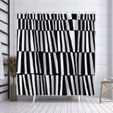 Thora Stripes Abstract Mid-Century Shower Curtain in Black - view 4