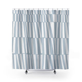 Thora Stripes Abstract Mid-Century Shower Curtain in Gray - view 2