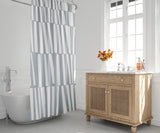 Thora Stripes Abstract Mid-Century Shower Curtain in Gray - view 3