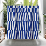Thora Stripes Abstract Mid-Century Shower Curtain in Navy - view 5