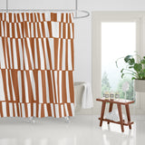 Thora Stripes Abstract Mid-Century Shower Curtain in Orange
