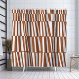 Thora Stripes Abstract Mid-Century Shower Curtain in Orange - view 4