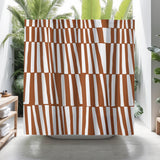 Thora Stripes Abstract Mid-Century Shower Curtain in Orange - view 5