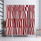 Thora Stripes Abstract Mid-Century Shower Curtain in Red - view 5