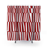 Thora Stripes Abstract Mid-Century Shower Curtain in Red - view 2