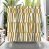 Thora Stripes Abstract Mid-Century Shower Curtain in Yellow - view 4