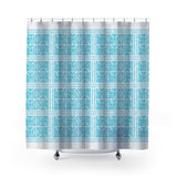 Thora Tribal Shower Curtain in Turquoise