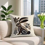 Timi Rabbit Reversible Indoor/Outdoor Square Pillow in Beige - Size 20x20