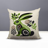 Timi Rabbit Reversible Indoor/Outdoor Square Pillow in Chartreuse - Size 20x20