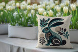 Timi Rabbit Reversible Indoor/Outdoor Square Pillow in Emerald - Size 20x20