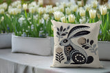 Timi Rabbit Reversible Indoor/Outdoor Square Pillow in Gray - Size 20x20