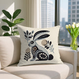 Timi Rabbit Reversible Indoor/Outdoor Square Pillow in Gray - Size 20x20