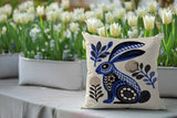 Timi Rabbit Reversible Indoor/Outdoor Square Pillow in Navy Blue - Size 20x20