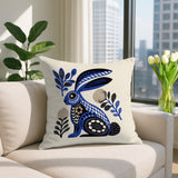 Timi Rabbit Reversible Indoor/Outdoor Square Pillow in Navy Blue - Size 20x20