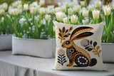 Timi Rabbit Reversible Indoor/Outdoor Square Pillow in Orange - Size 20x20