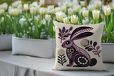 Timi Rabbit Reversible Indoor/Outdoor Square Pillow in Purple - Size 20x20