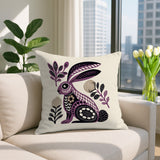 Timi Rabbit Reversible Indoor/Outdoor Square Pillow in Purple - Size 20x20