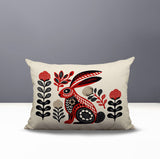 Timi Rabbit Reversible Indoor/Outdoor Lumbar Pillow in Red - Size 25x18