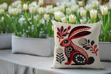 Timi Rabbit Reversible Indoor/Outdoor Square Pillow in Red - Size 20x20