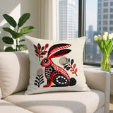Timi Rabbit Reversible Indoor/Outdoor Square Pillow in Red - Size 20x20