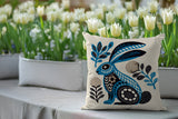 Timi Rabbit Reversible Indoor/Outdoor Square Pillow in Turquoise - Size 20x20