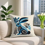 Timi Rabbit Reversible Indoor/Outdoor Square Pillow in Turquoise - Size 20x20