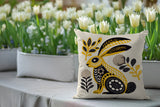 Timi Rabbit Reversible Indoor/Outdoor Square Pillow in Yellow - Size 20x20