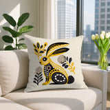 Timi Rabbit Reversible Indoor/Outdoor Square Pillow in Yellow - Size 20x20