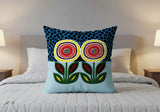 Folksy Flower  Square Throw Pillow in Blue - Size 20x20