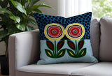 Folksy Flower  Square Throw Pillow in Blue - Size 20x20