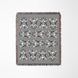 Usha Tibetan Tiger Cotton Blend Blanket Throw in Gray and Off-White, full view
