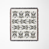 Usha Tibetan Tiger Cotton Blend Blanket Throw in Off-White, full view