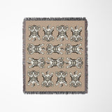 Usha Tibetan Tiger Cotton Blend Blanket Throw in Soft Orange and Off-White, full view