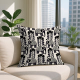 Vance Elephant Reversible Indoor/Outdoor Square Pillow in Black - Size 20x20