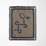 Vanjo Snake Cotton Blend Blanket Throw in Beige, Black and Off-White, full view