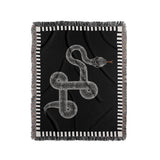 Vanjo Snake Cotton Blend Blanket Throw in Black and Off-White, full view