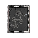 Vanjo Snake Cotton Blend Blanket Throw in Gray, Black and Off-White, full view