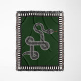 Vanjo Snake Cotton Blend Blanket Throw in Green, Black and Off-White, full view