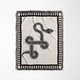 Vanjo Snake Cotton Blend Blanket Throw in Off-White, full view