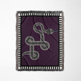 Vanjo Snake Cotton Blend Blanket Throw in Purple, Black and Off-White, full view