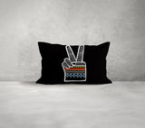 Victory Hand Sign  Rectangle Throw Pillow in Blue - Size 20x14