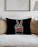 Victory Hand Sign  Square Throw Pillow
