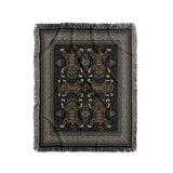 Voha Tibetan Tiger Cotton Blend Blanket Throw in Black, Brown and Gray, full view