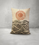 Waves Faux Linen Lumber Pillow in Beige; Black; Red - Size 14x20
