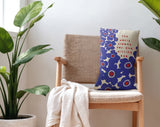 Willing Eye Lumber Pillow in Eye Navy Blue Faux Linen - Size 14x20