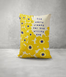 Willing Eye Lumber Pillow in Eye Yellow Faux Linen - Size 14x20