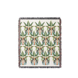 Xavier Zebra Cotton Blend Blanket Throw in Black, Teal, Chartreuse and Off-White, full view
