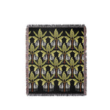 Xavier Zebra Cotton Blend Blanket Throw in Black and Chartreuse, full view