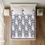 Xavier Zebra Cotton Blend Blanket Throw in Black, Blue and Off-White, on a bed
