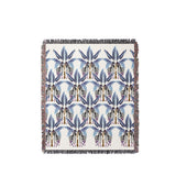 Xavier Zebra Cotton Blend Blanket Throw in Black, Blue and Off-White, full view